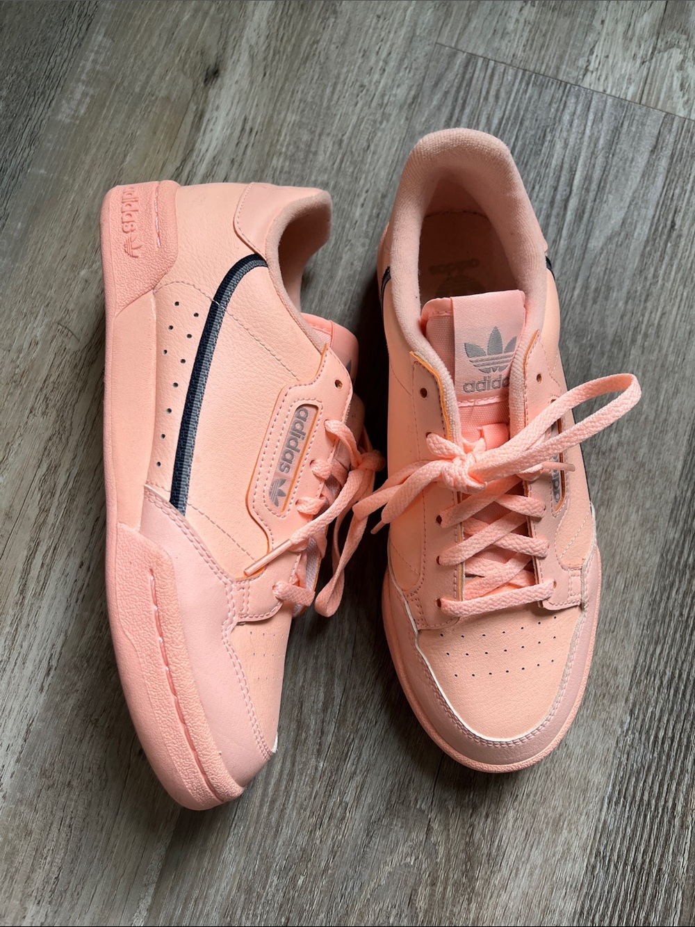 adidas Women's Low-Profile Sneakers in Peach with Navy Stripe